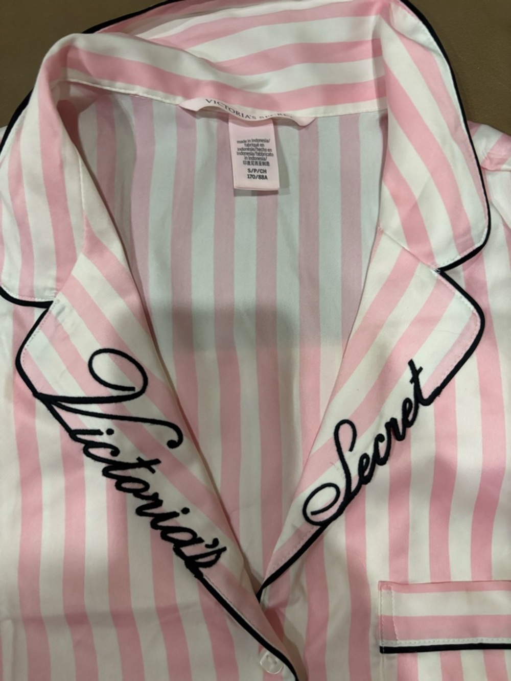 Victoria's Secret Pink & Cream Striped Short-Sleeve Pajama Set - Picture 3 of 6